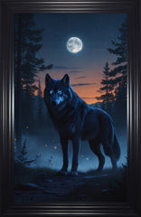 French Velvet Nyx, the shadow wolf in moonlit forest. - Home Luxe Interior
