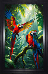 French Velvet Pair of Macaw Parrots - Home Luxe Interior