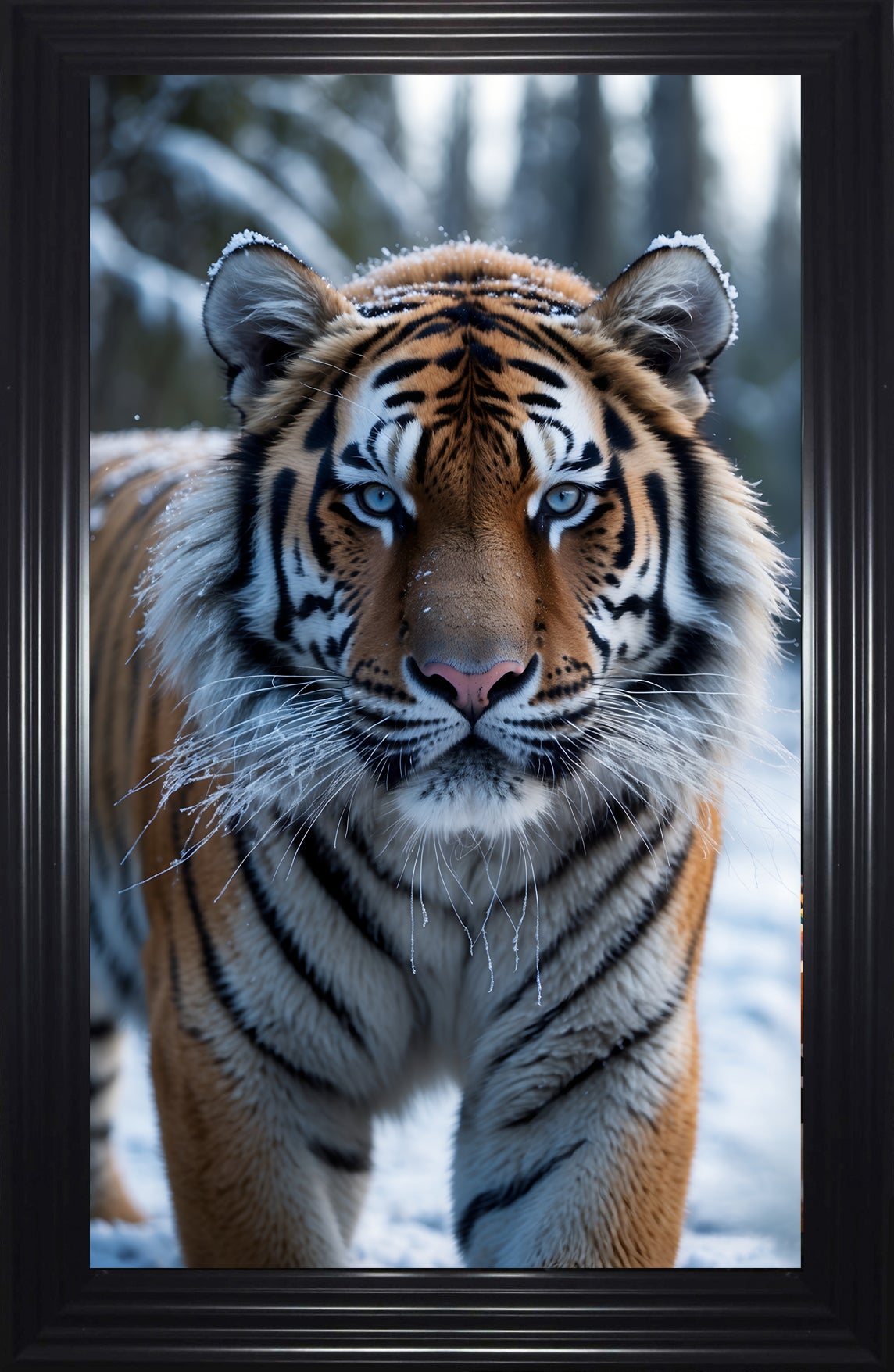 French Velvet Siberian tiger in snowy wilderness. - Home Luxe Interior