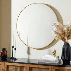 Gold Round Mirror 71cm | Home Luxe Interior