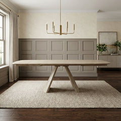 Gstaad Beige Ceramic Extending Dining Set 6 Swivel Chairs 160-240cm