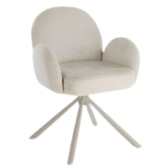 Gstaad Beige Swivel Dining Chairs Set of 2 Fabric Spider Legs