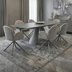 Gstaad Grey Swivel Dining Chairs Set of 2 Fabric Spider Leg Armchair