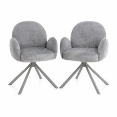 Gstaad Grey Swivel Dining Chairs Set of 2 Fabric Spider Leg Armchair