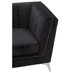 Hansa Three Seat Black Velvet Sofa