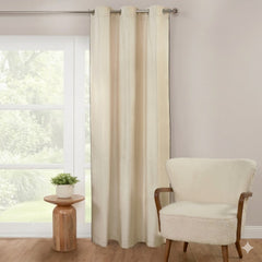 Home Collection Cream Piped Edge Curtain Panel - 54 x 86" Eyelet