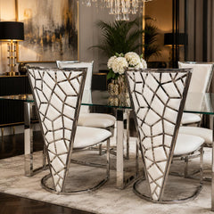 Set Of 2 Vienna Cream & Silver DIning Chairs