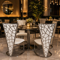 Set Of 2 Vienna Cream & Silver DIning Chairs