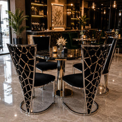 Set Of 2 Vienna Black & Silver Dining Chairs