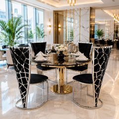 Set Of 2 Vienna Black & Silver Dining Chairs