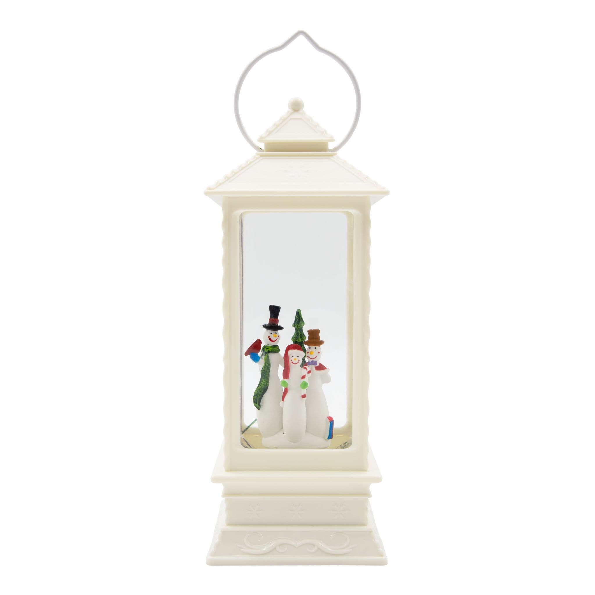 LED Water & Glitter Snowman Lantern White