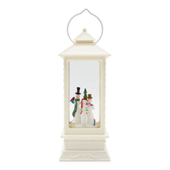 LED Water & Glitter Snowman Lantern White