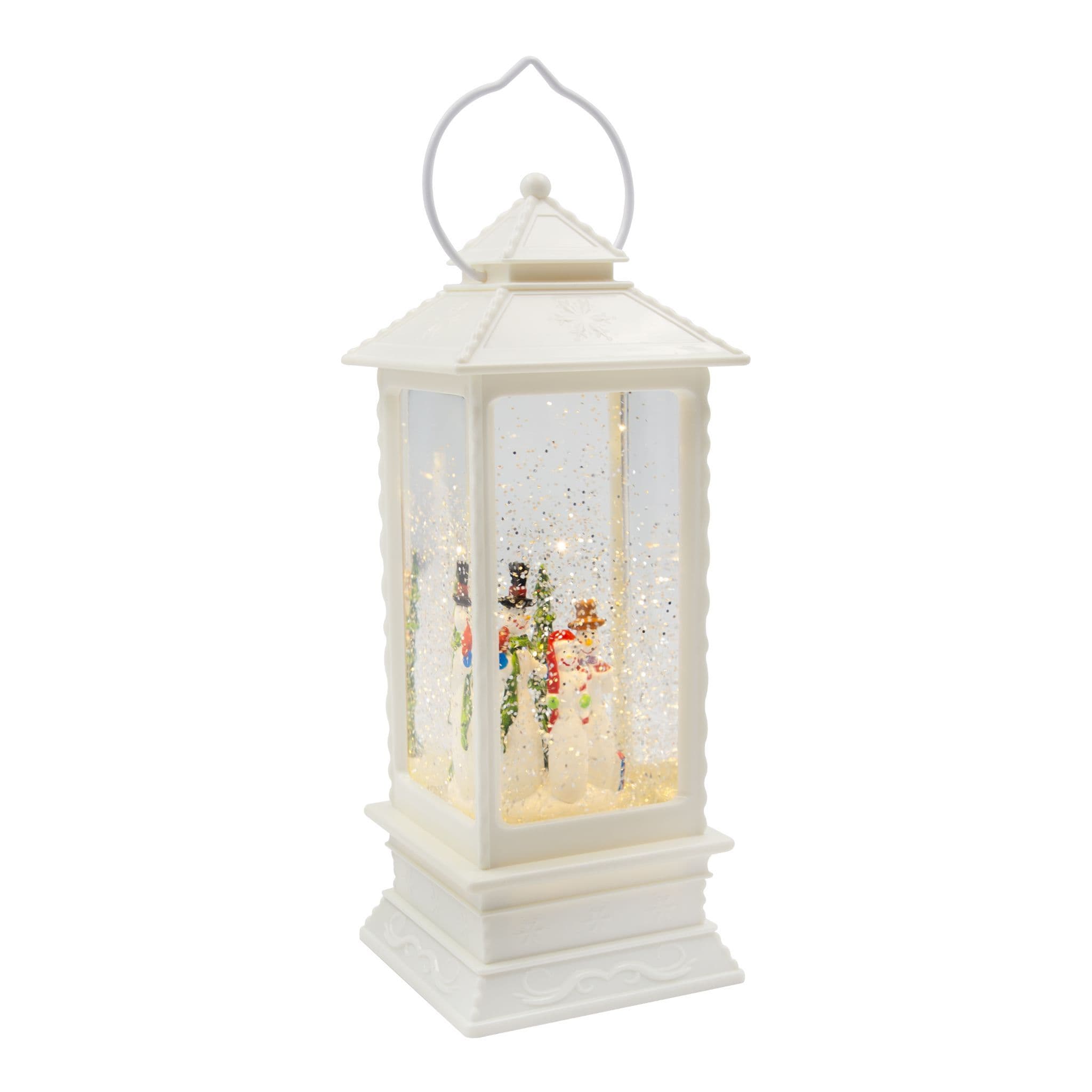 LED Water & Glitter Snowman Lantern White