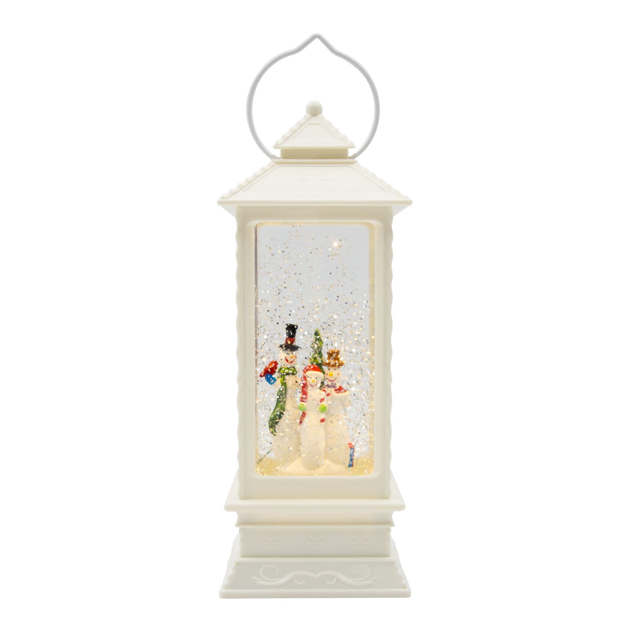 LED Water & Glitter Snowman Lantern White