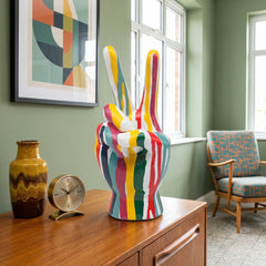 Home Luxe Drip Art Peace Hand Sign Gesture Sculpture Figure | Multi