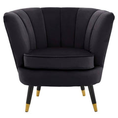 Loretta Black Velvet Shell Accent Chair - Home Luxe Interior