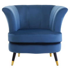 Loretta Midnight Blue Velvet Curved Accent Chair