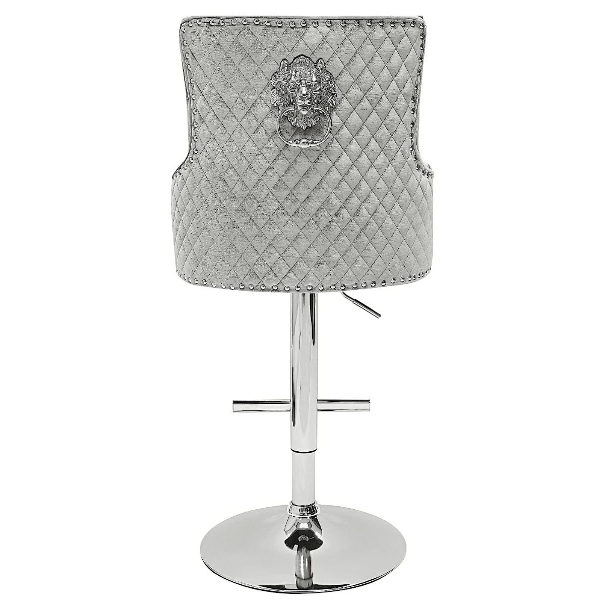 Majestic Shimmer Velvet, Silver Lion Knocker Stool – Home Luxe Interior