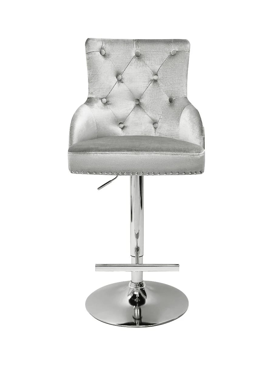 Majestic Shimmer Velvet, Silver Lion Knocker Stool – Home Luxe Interior