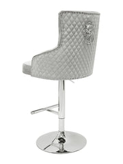 Majestic Shimmer Velvet, Silver Lion Knocker Stool – Home Luxe Interior