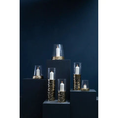 Martele Small Pillar Gold Candle Holder
