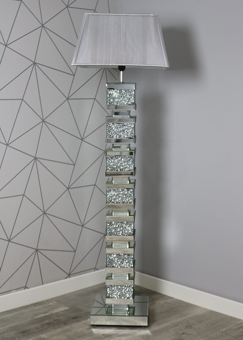 Mocka Mirror Floor Lamp Silver Shade | Home Luxe Interior
