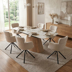 Monaco Pandora Stone Extending Dining Set 6 Tuscany Swivel Chairs