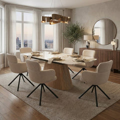 Monaco Pandora Stone Extending Dining Set 6 Tuscany Swivel Chairs