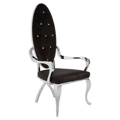 Novara Black Velvet Upholstered Dining Chair With Silver Frame In Pair | Home Luxe Interior