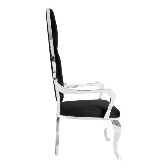Novara Black Velvet Upholstered Dining Chair With Silver Frame In Pair | Home Luxe Interior