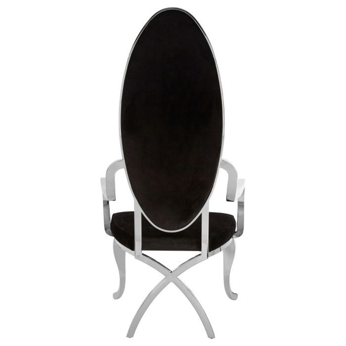Novara Black Velvet Upholstered Dining Chair With Silver Frame In Pair | Home Luxe Interior