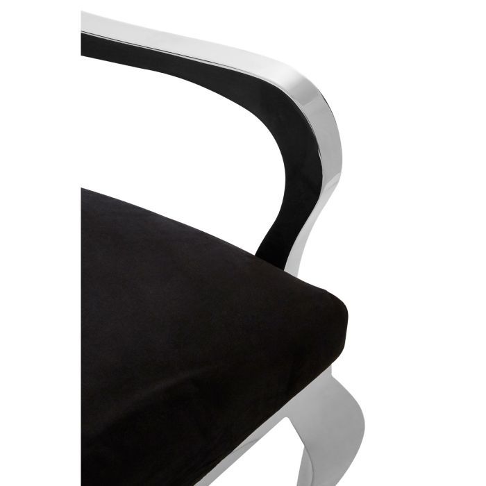 Novara Black Velvet Upholstered Dining Chair With Silver Frame In Pair | Home Luxe Interior