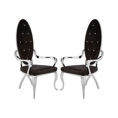 Novara Black Velvet Upholstered Dining Chair With Silver Frame In Pair | Home Luxe Interior