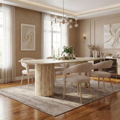 Olympia Beige Ceramic Dining Table & 4 Chairs Set 160cm