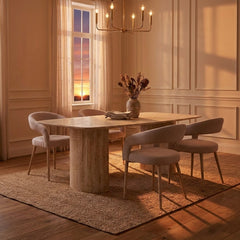 Olympia Beige Ceramic Dining Table & 4 Chairs Set 160cm