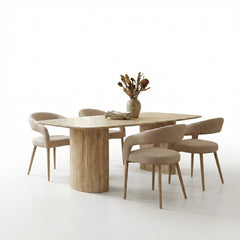 Olympia Beige Ceramic Dining Table & 4 Chairs Set 160cm