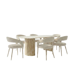 Olympia Beige Ceramic Dining Table & 6 Chairs Set 160cm