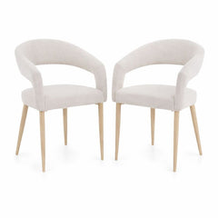 Olympia Beige Dining Chairs Set of 2 Gold Legs Curved Back