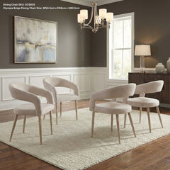 Olympia Beige Dining Chairs Set of 2 Gold Legs Curved Back