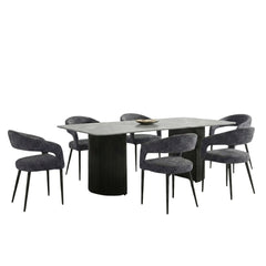 Olympia Grey Ceramic Dining Table & 6 Chairs Set 160cm