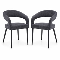 Olympia Grey Dining Chairs Set of 2 Black Legs Curved Back