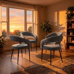 Olympia Grey Dining Chairs Set of 2 Black Legs Curved Back