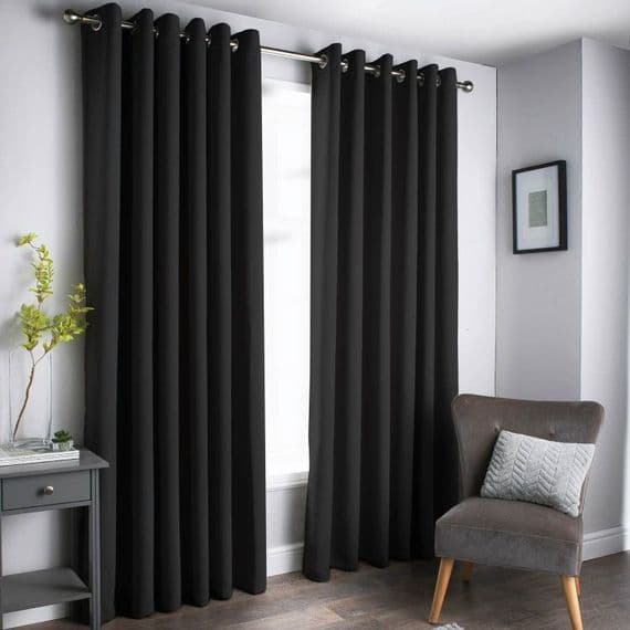 Oxford Black Black Out Curtains With Eyelets 46 x 54 – Home Luxe Interior