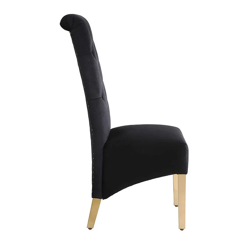 Pair Of 2 Sofia Black & Gold Dining Chairs with Knocker - Home Luxe Interior