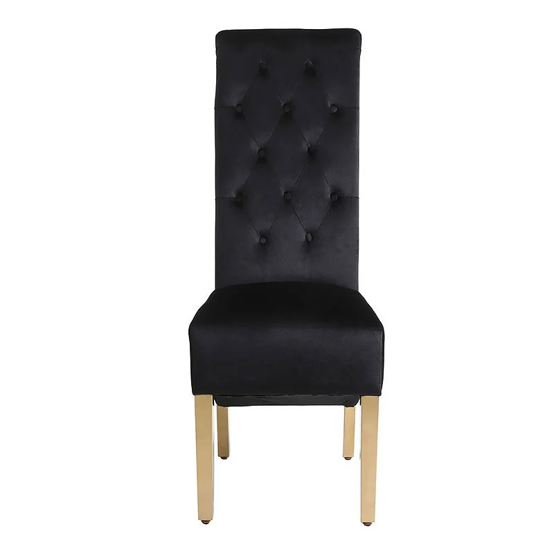 Pair Of 2 Sofia Black & Gold Dining Chairs with Knocker - Home Luxe Interior