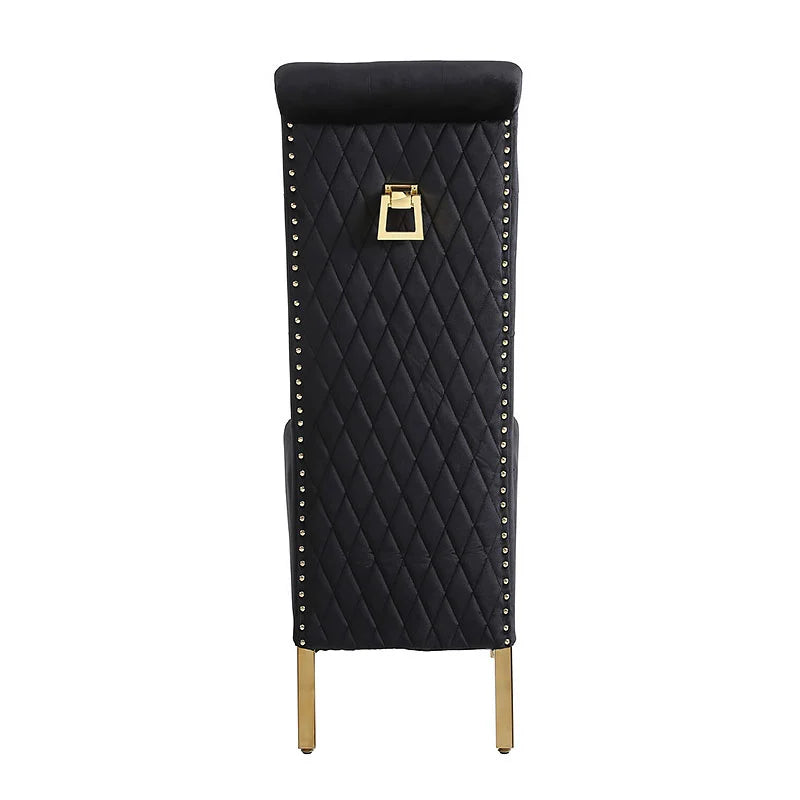 Pair Of 2 Sofia Black & Gold Dining Chairs with Knocker - Home Luxe Interior