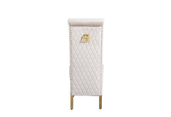 Pair Of Sofia Cream & Gold Dining Chairs Lion Knocker - Home Luxe Interior