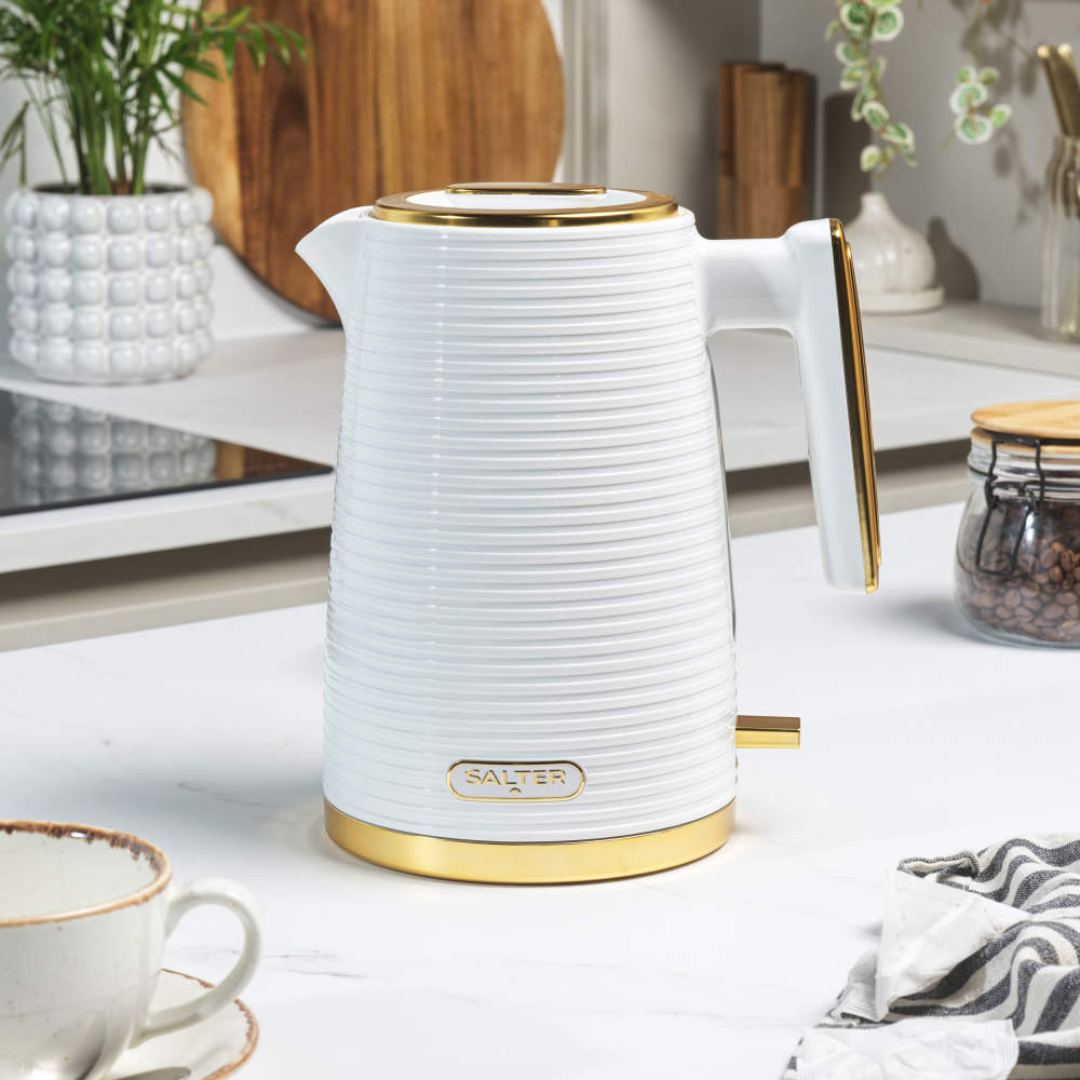 Salter Palermo White & Gold 1.7L Kettle Rapid Boil 3000W Electric Jug