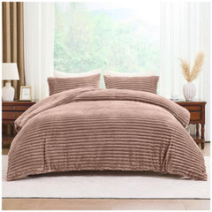 Plush Faux Fur Chunky Ribbed Faux Fur Mink Bedding Duvet Set