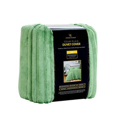 Plush Faux Fur Chunky Ribbed Faux Fur Safe Green Bedding Duvet Set